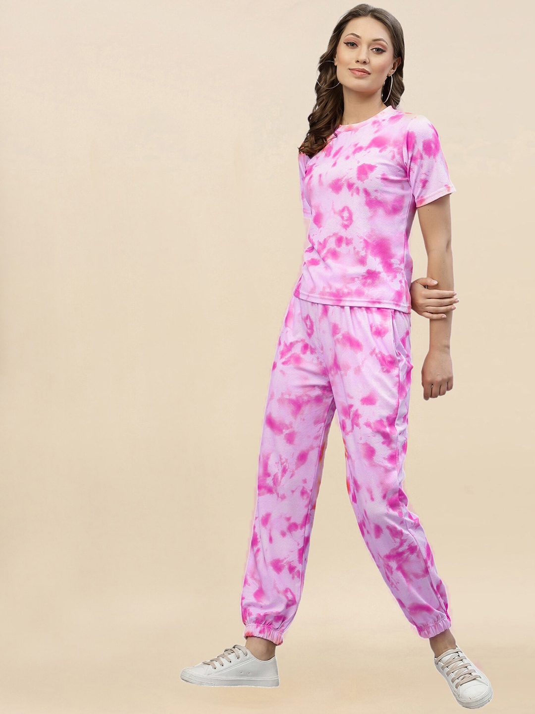 

N N ENTERPRISE Tie & Dye T-Shirt & Joggers Co-Ords, Pink