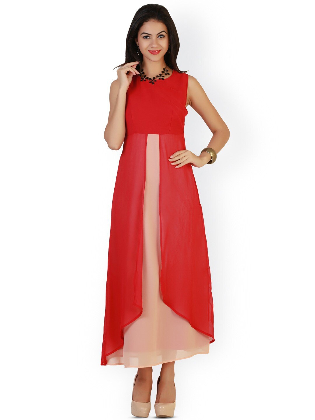 

BAESD Colourblocked A-Line Maxi Dress, Red