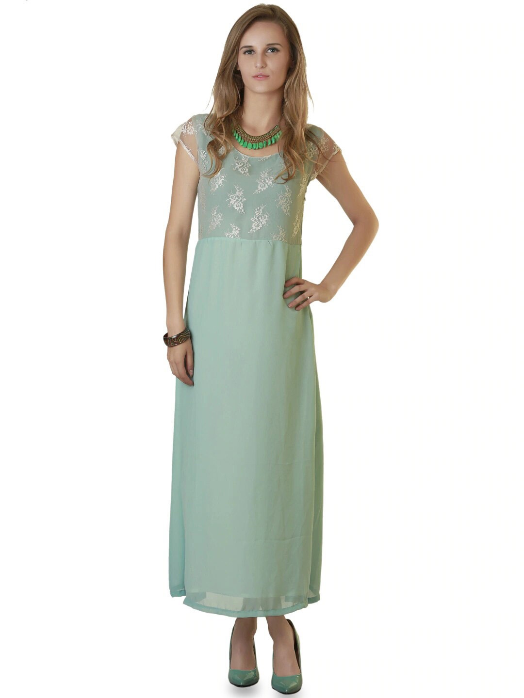 

BAESD Self Design Crepe A-Line Maxi Dress, Blue