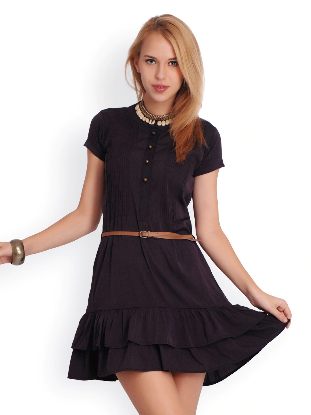 

BAESD Belted A Line Mini Dress, Purple