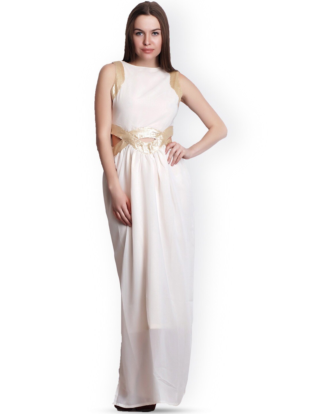 

BAESD Cut-Outs Georgette Maxi Dress, White