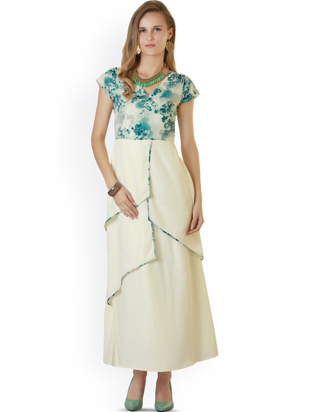 

BAESD Floral Printed Georgette Maxi Dress, Blue