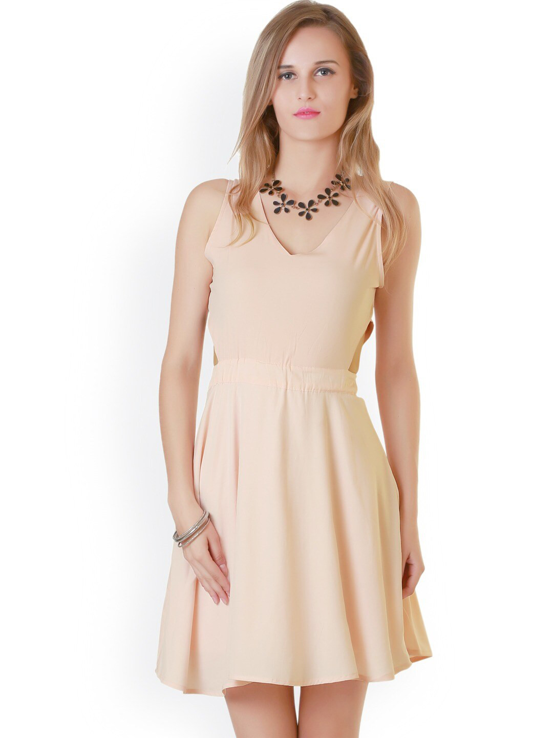 

BAESD V-Neck Sleeveless Fit & Flare Dress, Peach