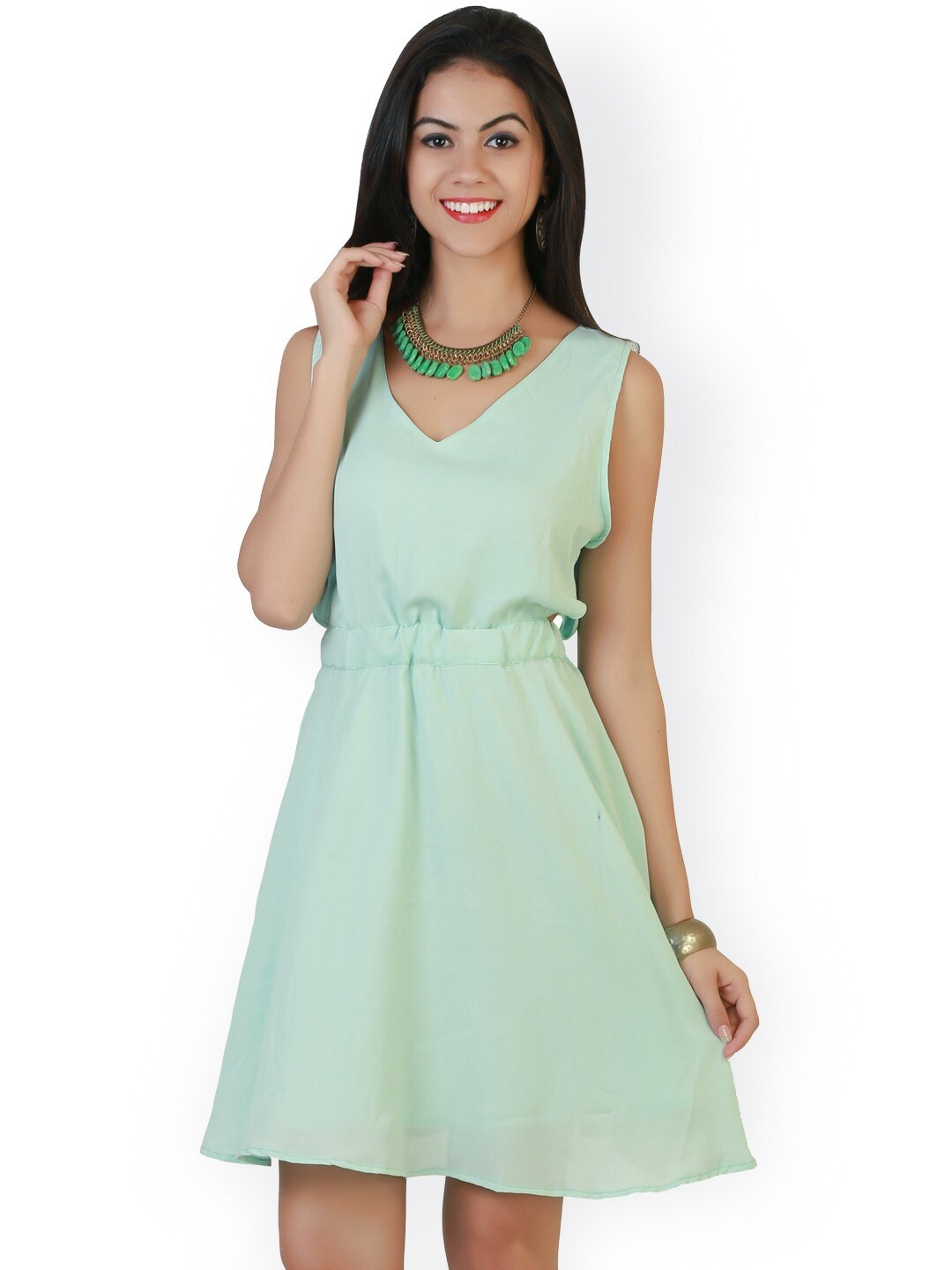 

BAESD V-Neck Sleeveless Fit & Flare Dress, Blue