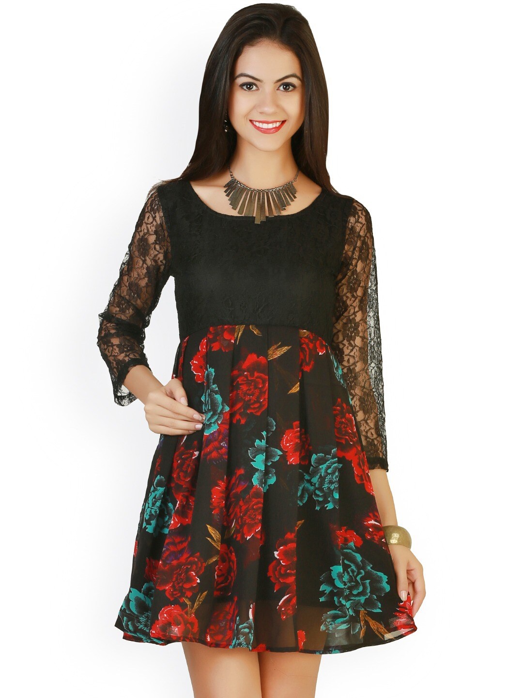 

BAESD Floral Printed Fit & Flare Dress, Black