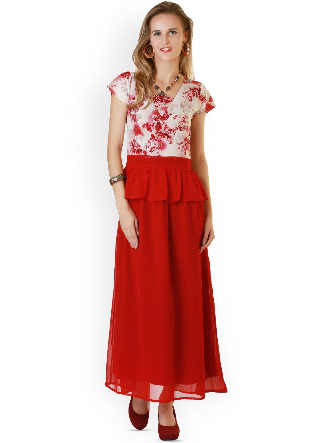 

BAESD Floral Printed Fit & Flare Maxi Dress, White