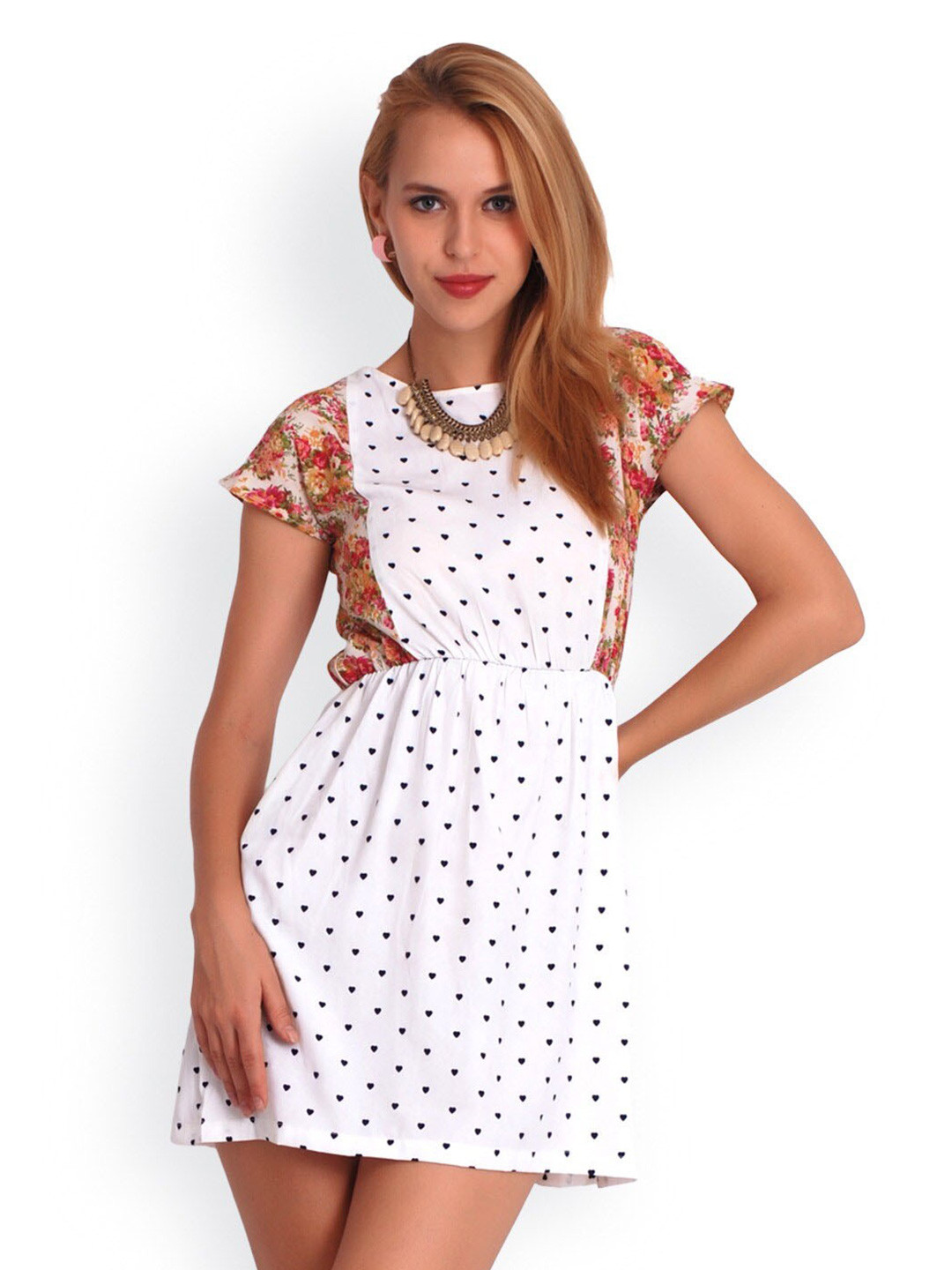 

BAESD Conversational Print Crepe A-Line Dress, White