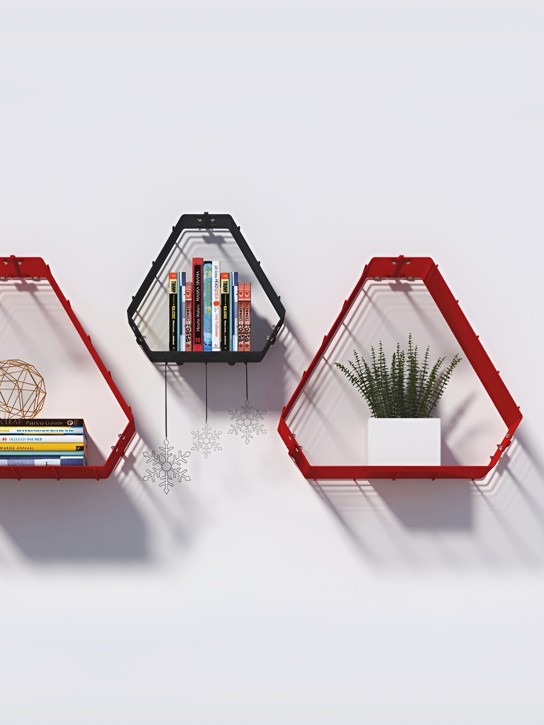 

Meshable Red 3 Pieces Metal Basic Wall Shelf
