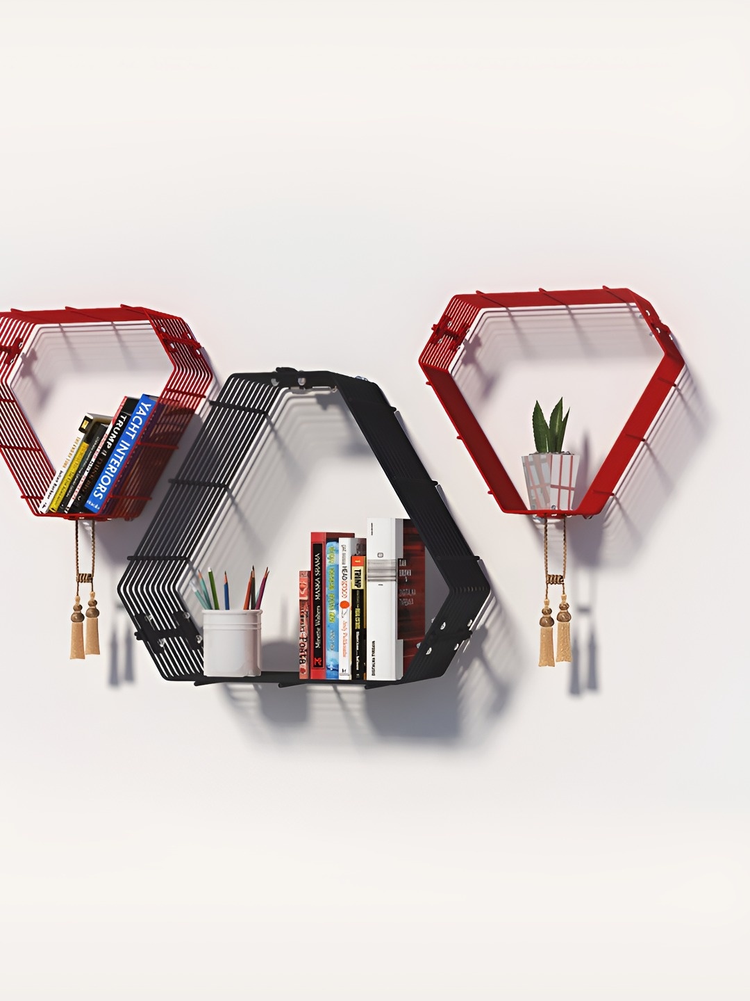

Meshable Red Metal Basic Wall Shelf