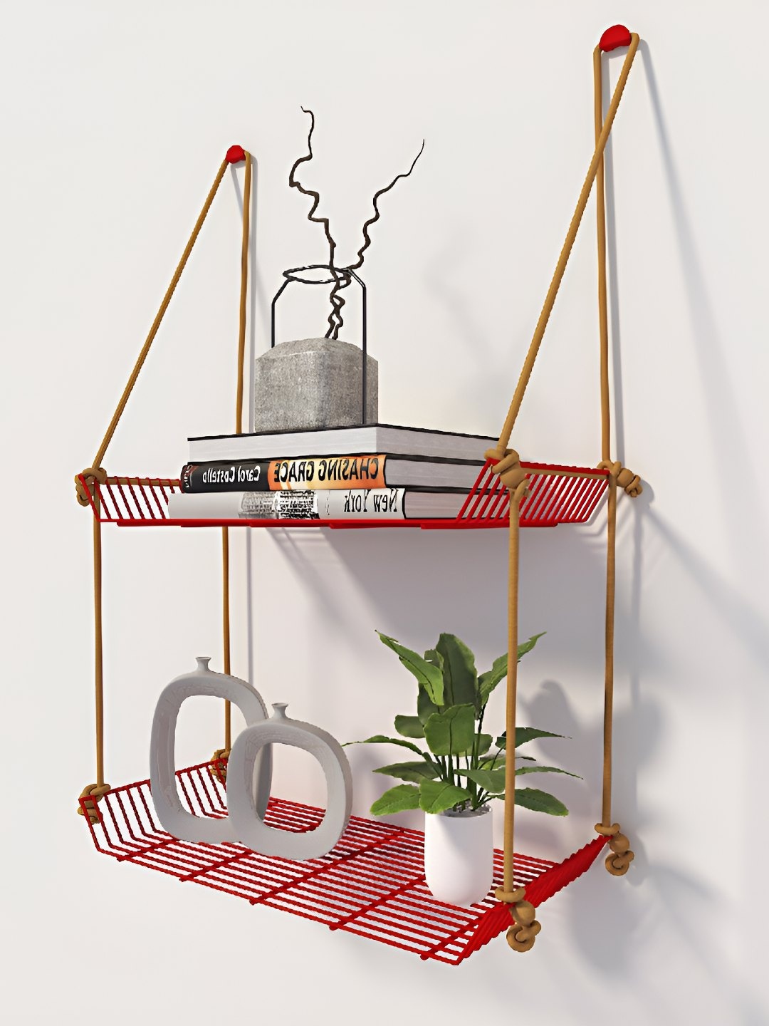 

Meshable Red Metal Basic Wall Shelf