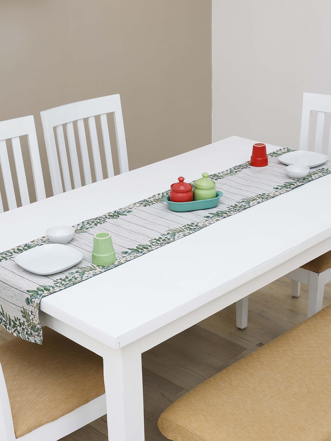 

Ariana Grey & Blue Floral Printed Cotton Table Runner