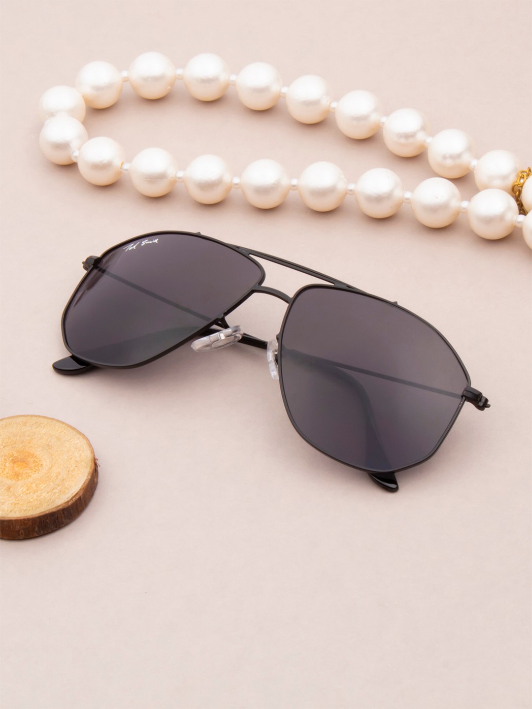 

Ted Smith Unisex Aviator Sunglasses with UV Protected Lens CELESTE_C9, Black