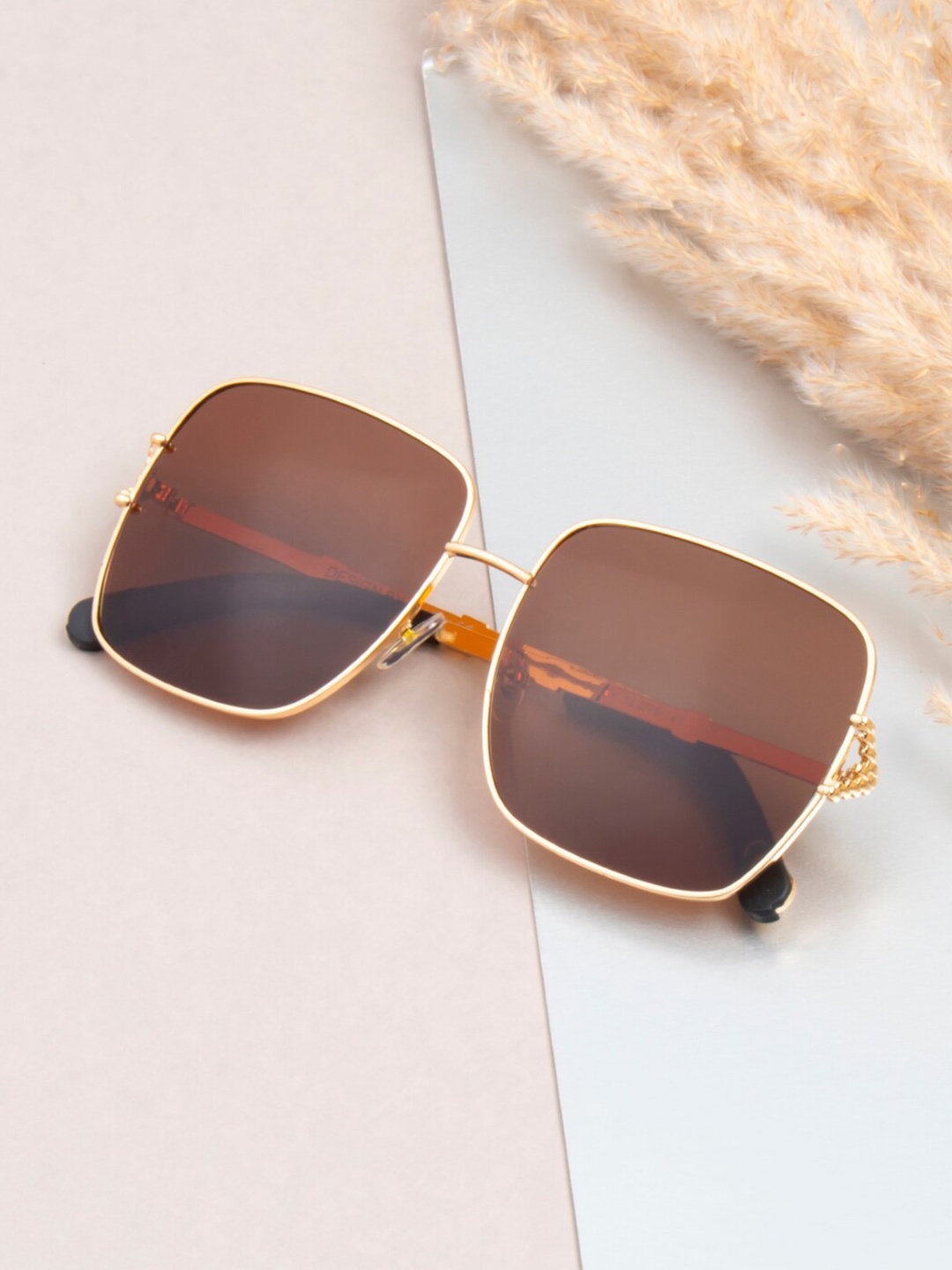 

Ted Smith Women Square Sunglasses with Polarised Lens DIAMOND-2_C2, Brown