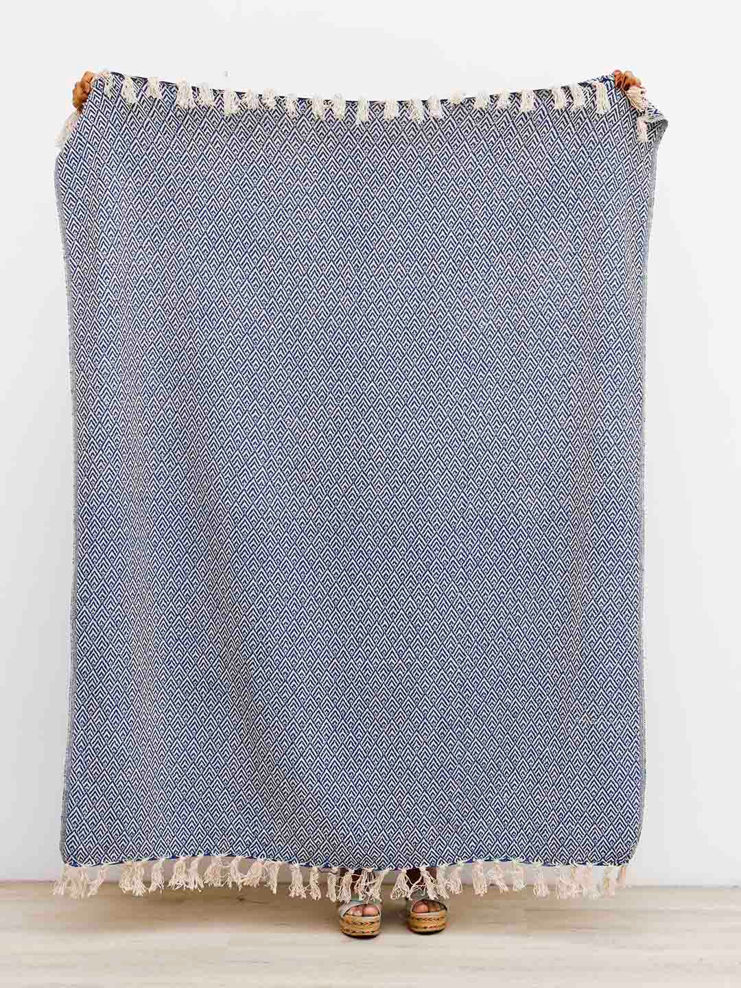 

Ariana Blue & White Geometric Cotton Woven Throw
