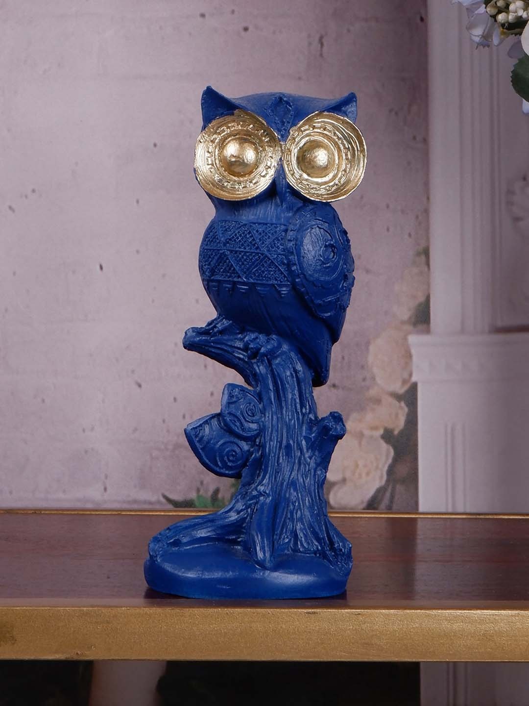 

THE WHITE INK DECOR Blue Owl Figurine Showpiece