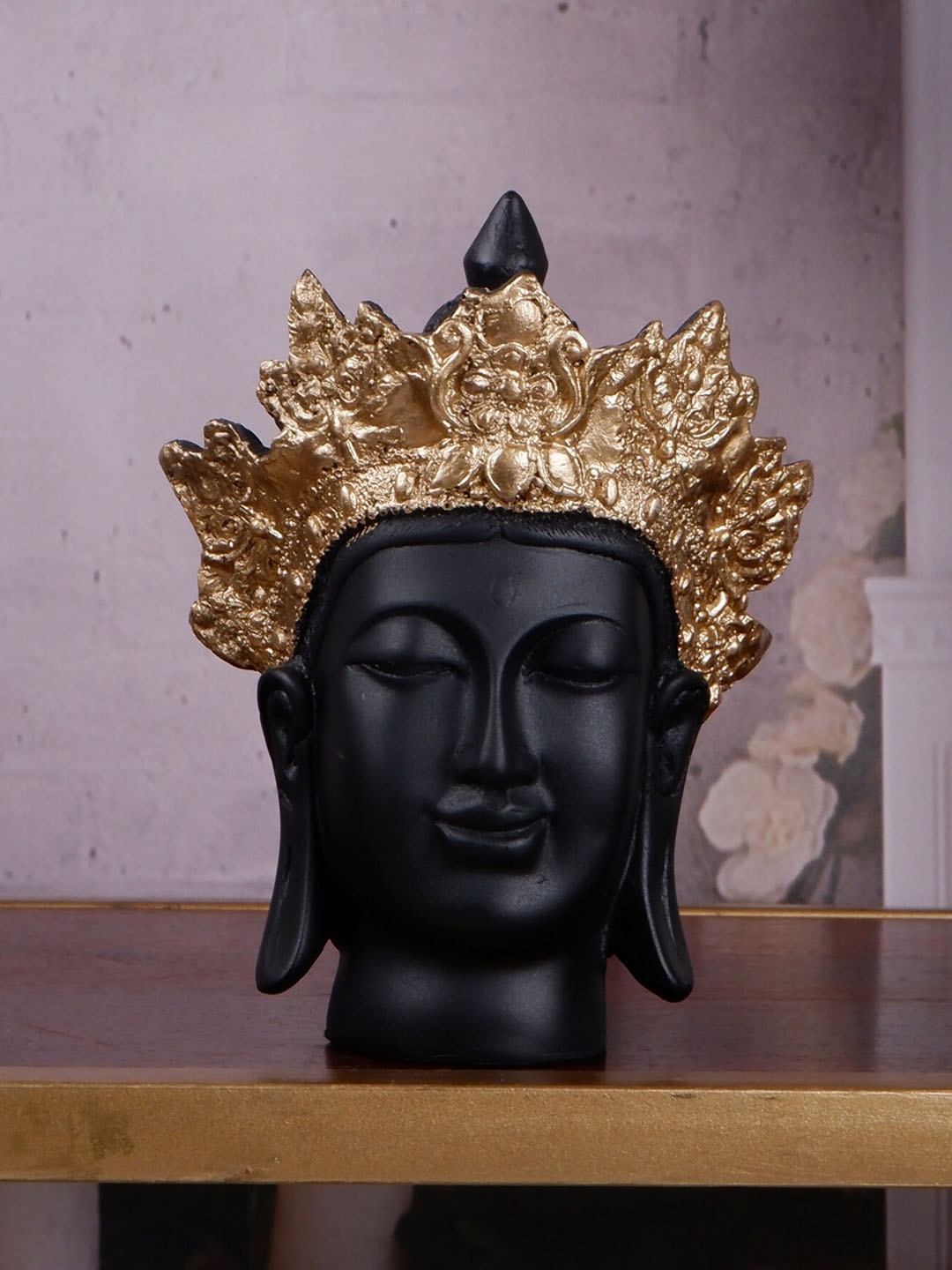 

THE WHITE INK DECOR Cool Series Black & Yellow Buddha Idol Showpiece