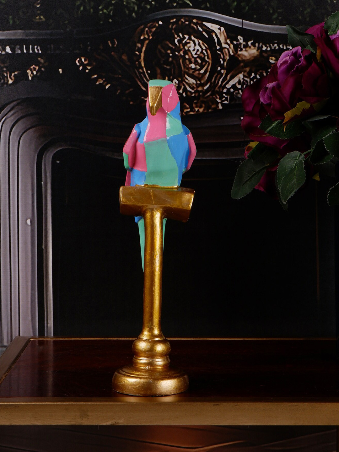 

THE WHITE INK DECOR Pink Textured Parrot Polyresin Figurine Showpiece