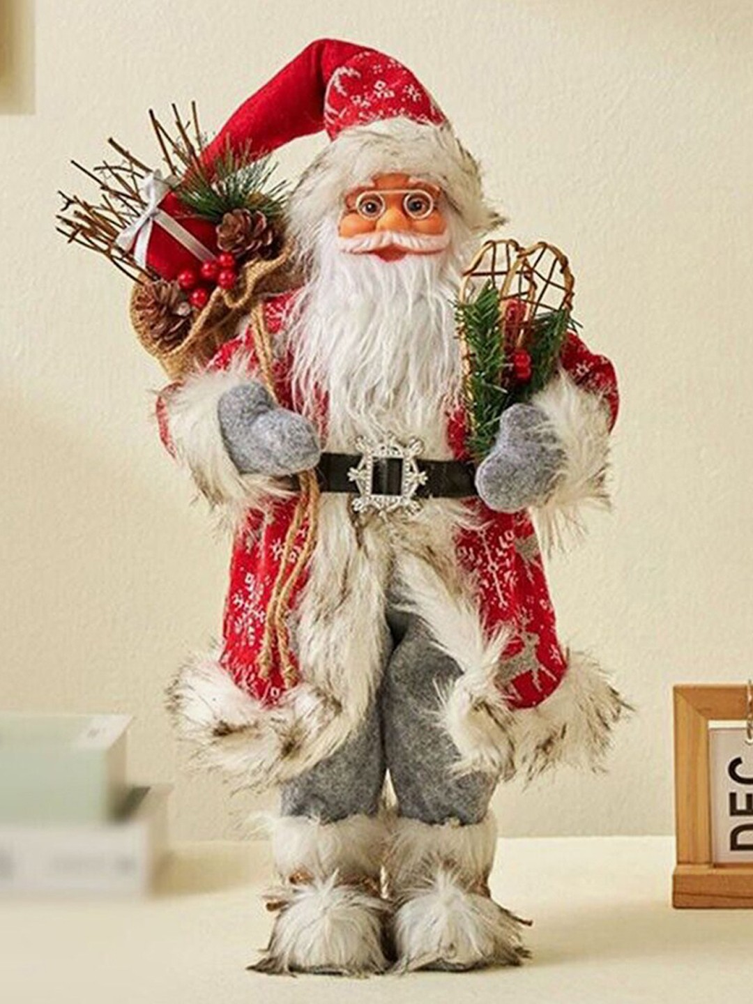 

Little Surprise Box LLP Red & White Furry Santa Claus Christmas Decor