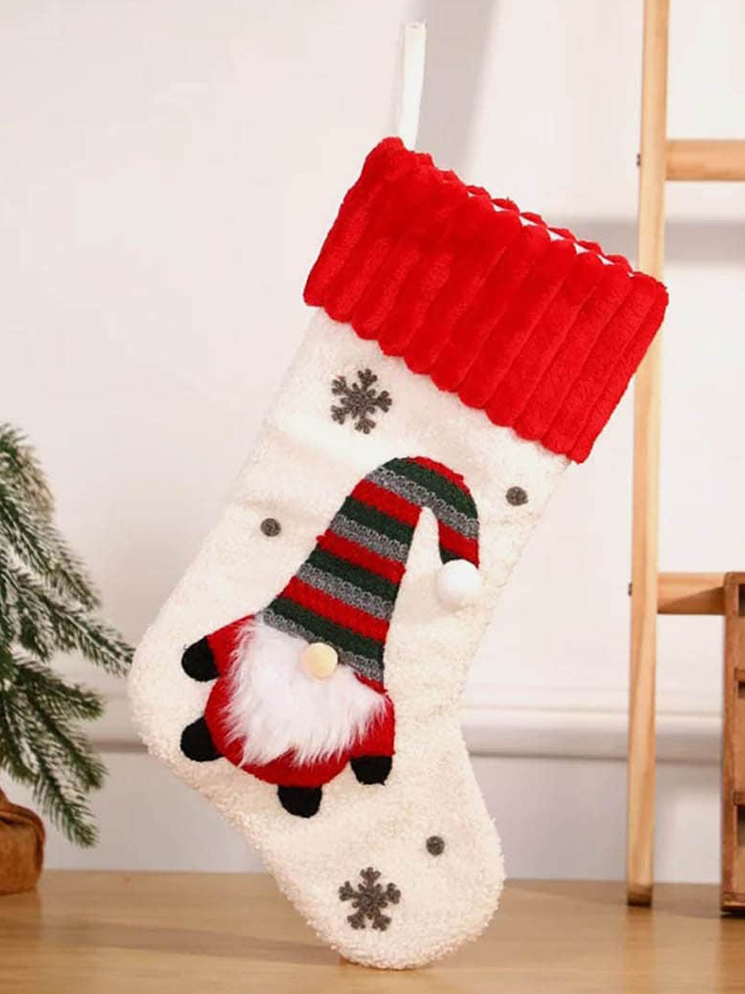 

Little Surprise Box LLP White & Red Santa Christmas Stocking Festive Decor
