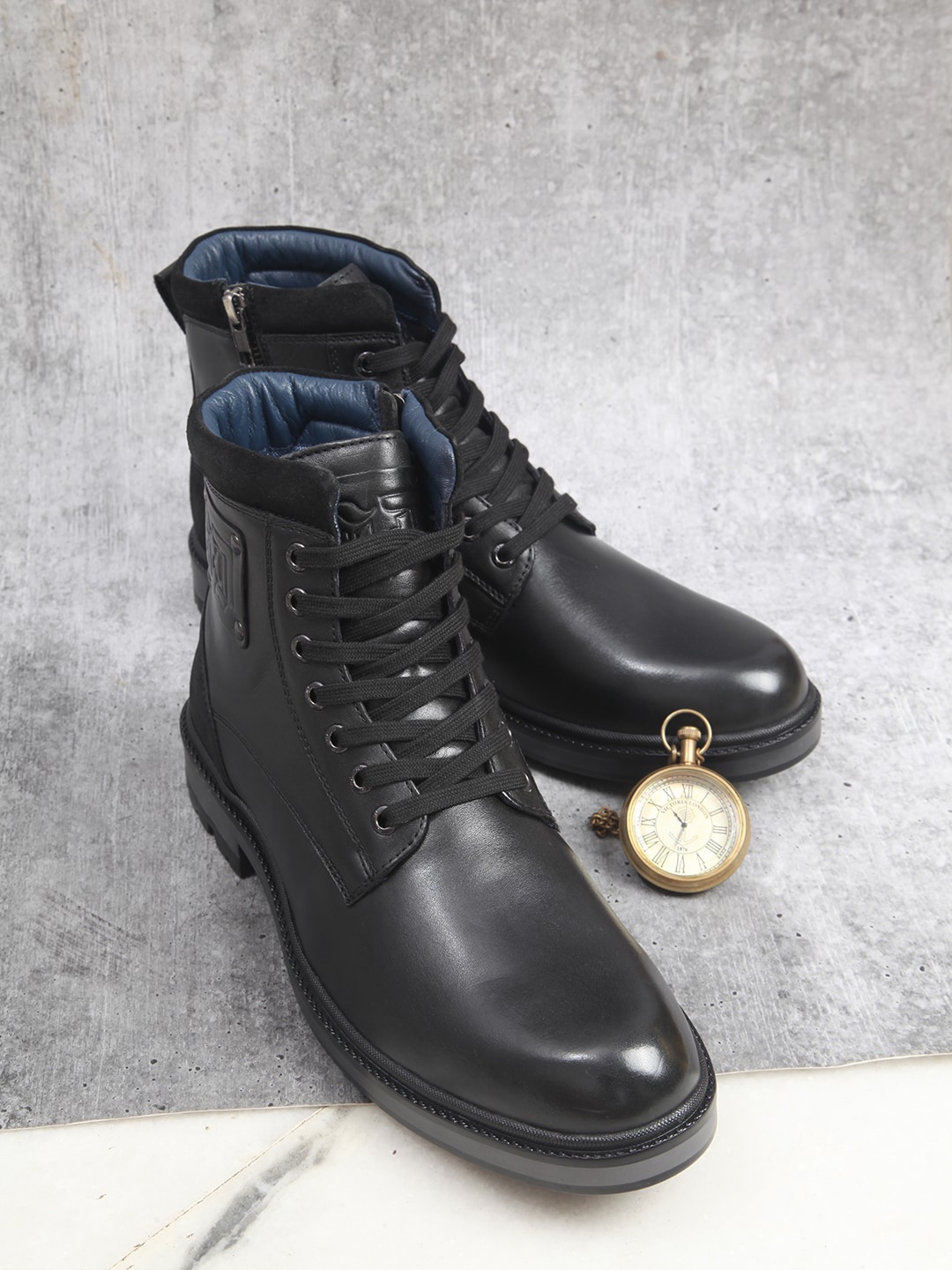 

ID Men Mid Top Leather Regular Boots, Black