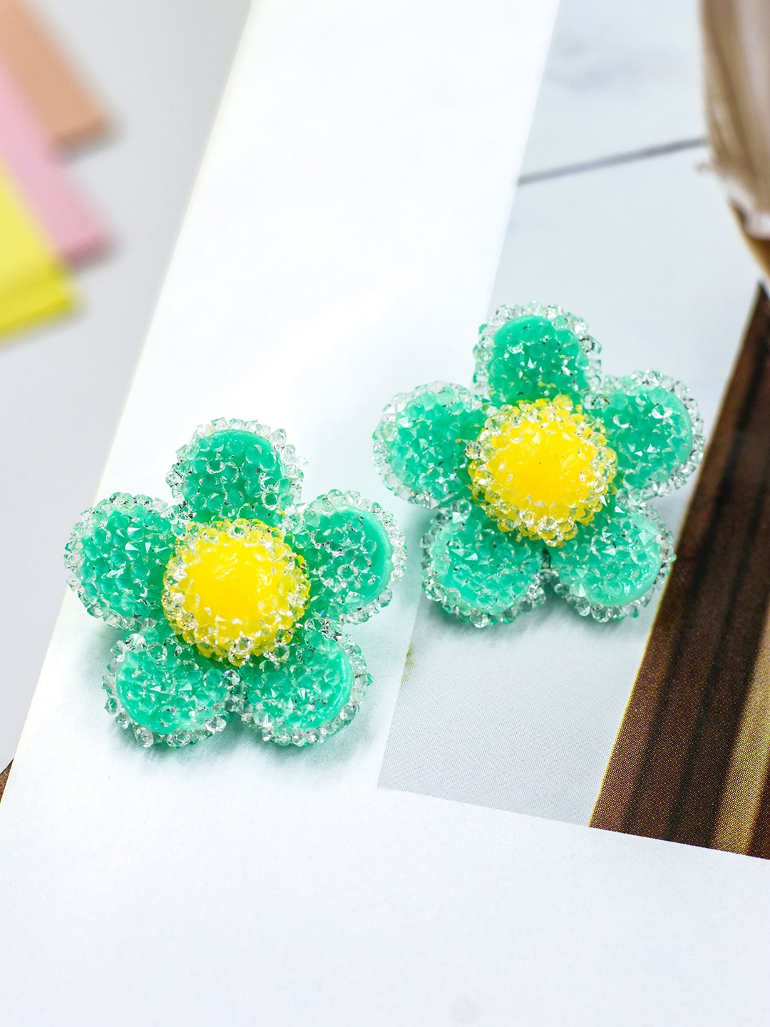

Bellofox Floral Studs Earrings, Green