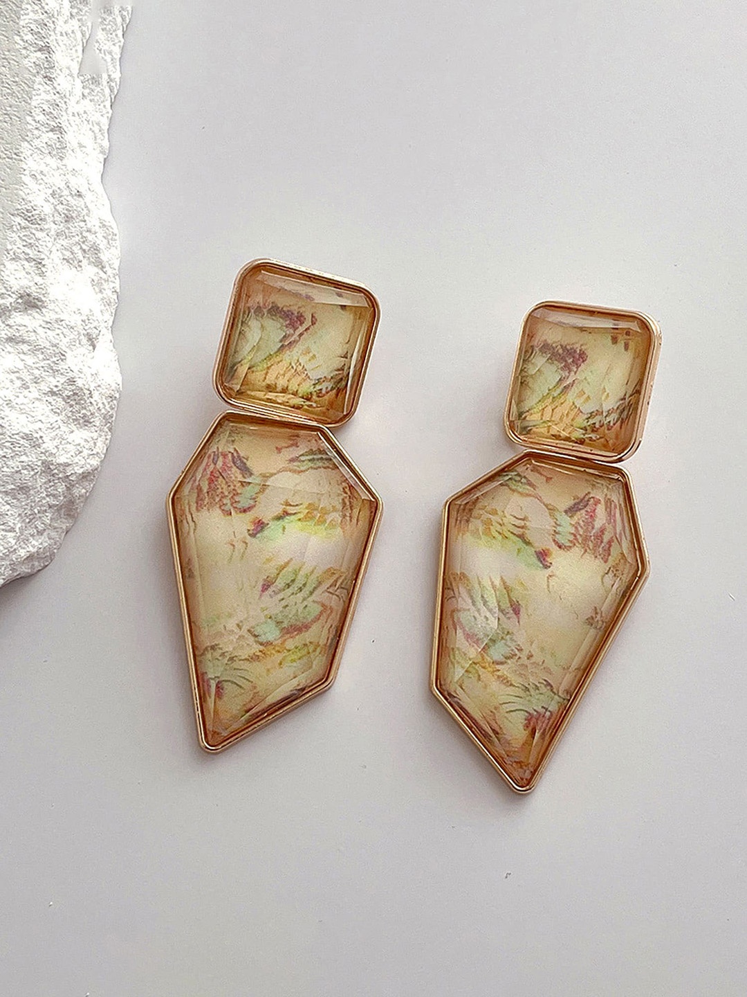 

Bellofox Yellow & Gold-Plated Drop Earrings