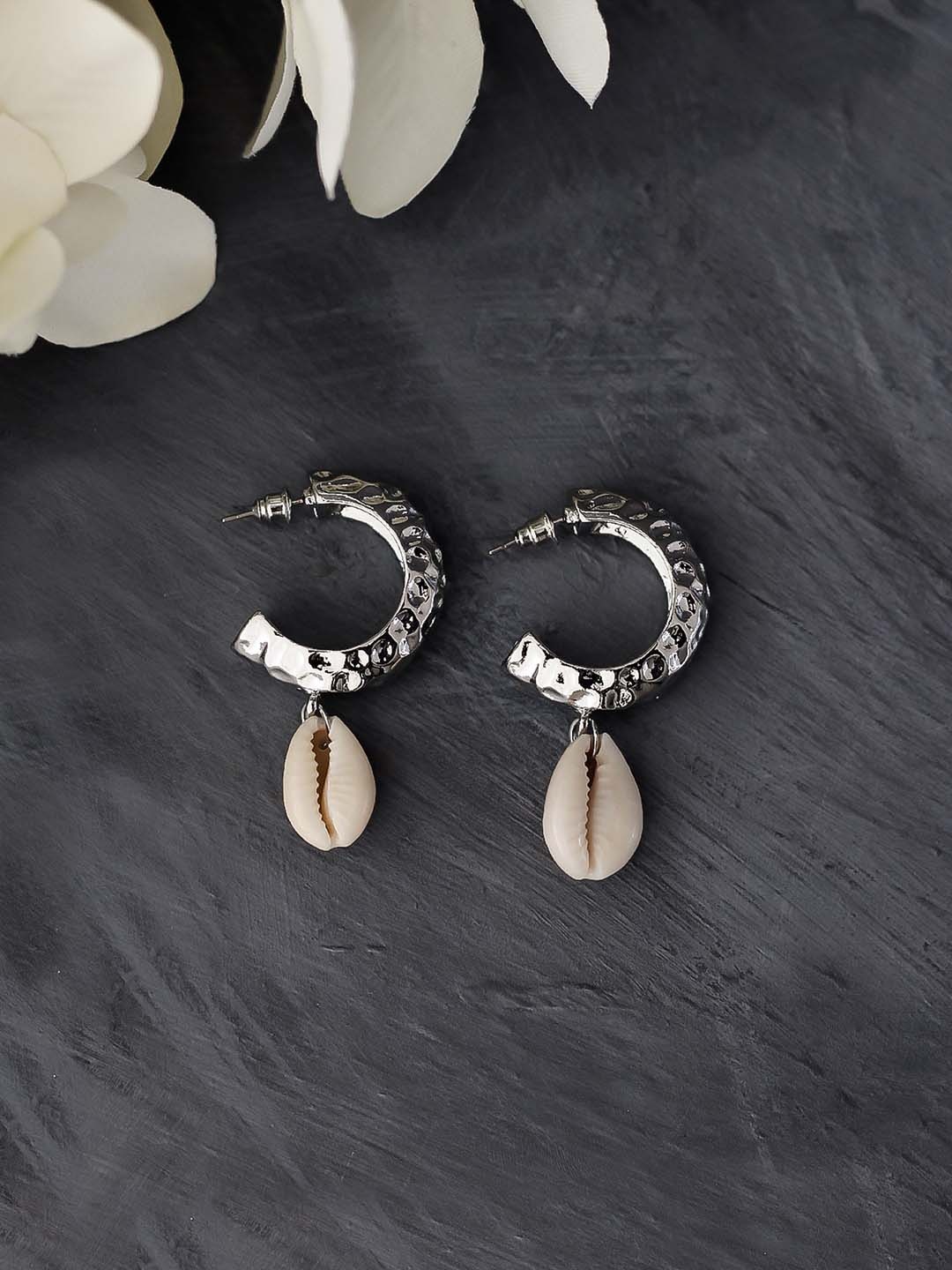 

Bellofox Silver-Toned Silver-Plated Half Hoop Earrings