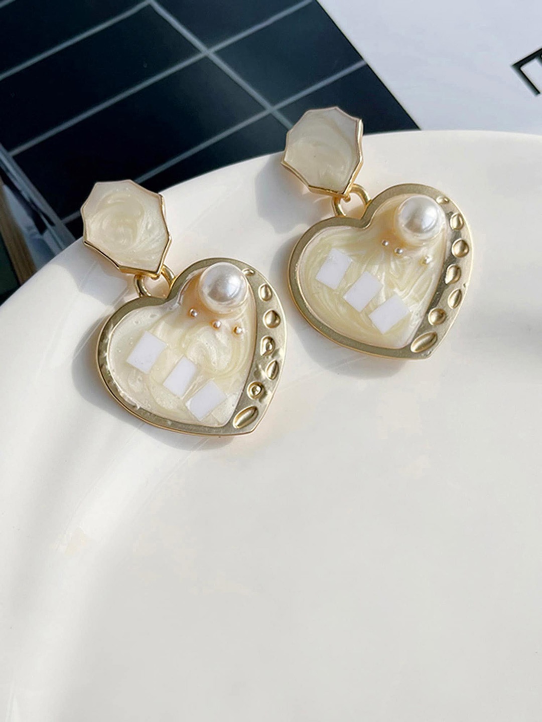 

Bellofox Pearls Studded Drop Earrings, White