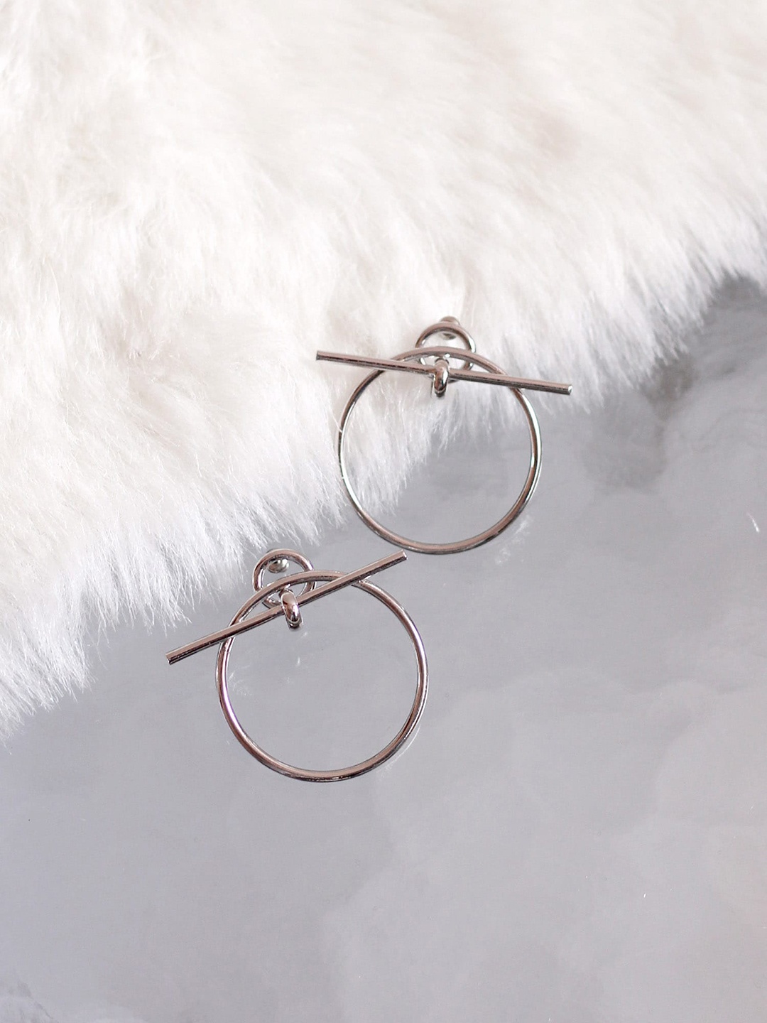 

Bellofox Silver-Tone Circular Drop Earrings