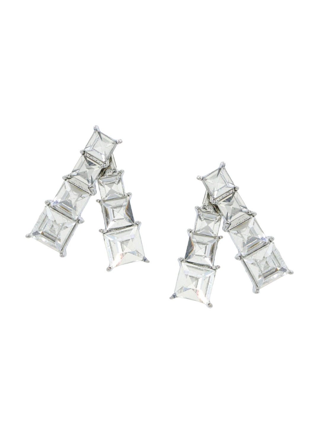 

Bellofox Stones Studded Contemporary Drop Earrings, Silver