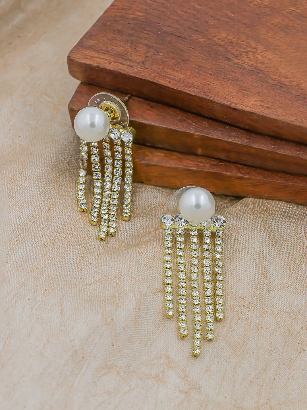 

Bellofox Gold Plated Contemporary Drop Earrings, White