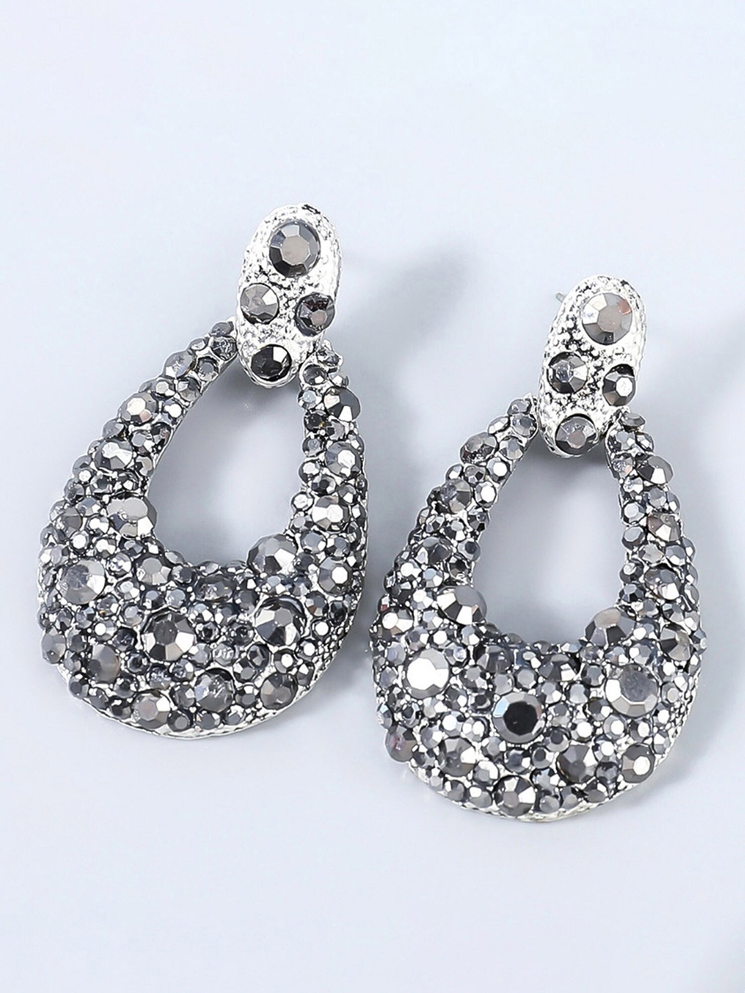 

Bellofox Artificial Stones Studded Drop Earrings, Silver