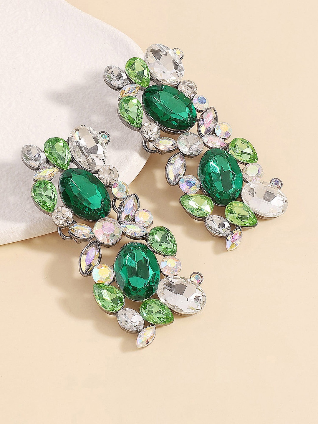 

Bellofox Green Contemporary Artificial Stones Drop Earrings