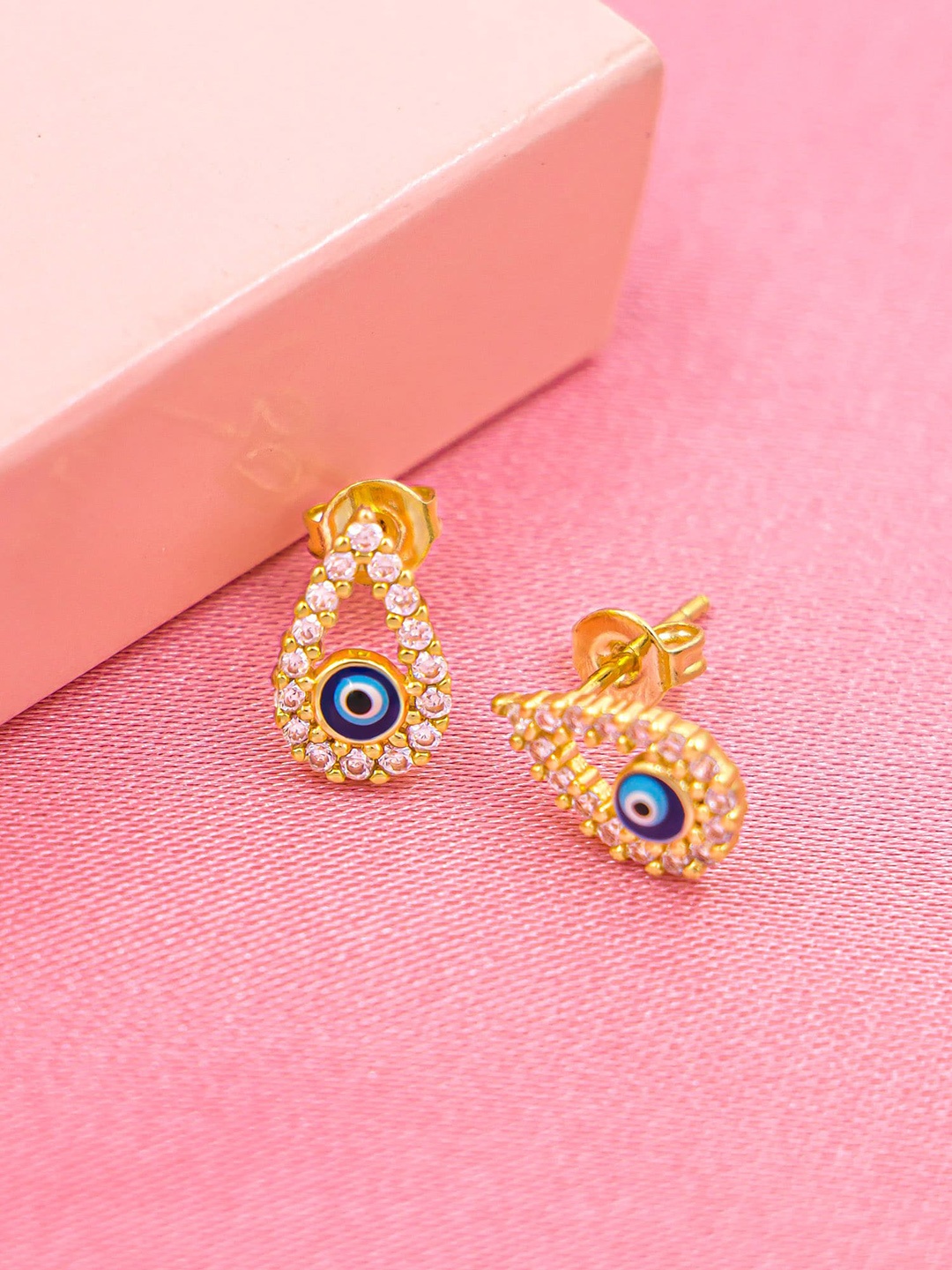 

Bellofox Gold-Plated Stone Studded Contemporary Studs Earrings