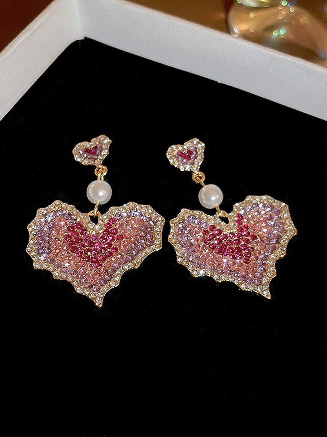 

Bellofox Gold-Plated Artificial Stones Studded Drop Earrings, Purple