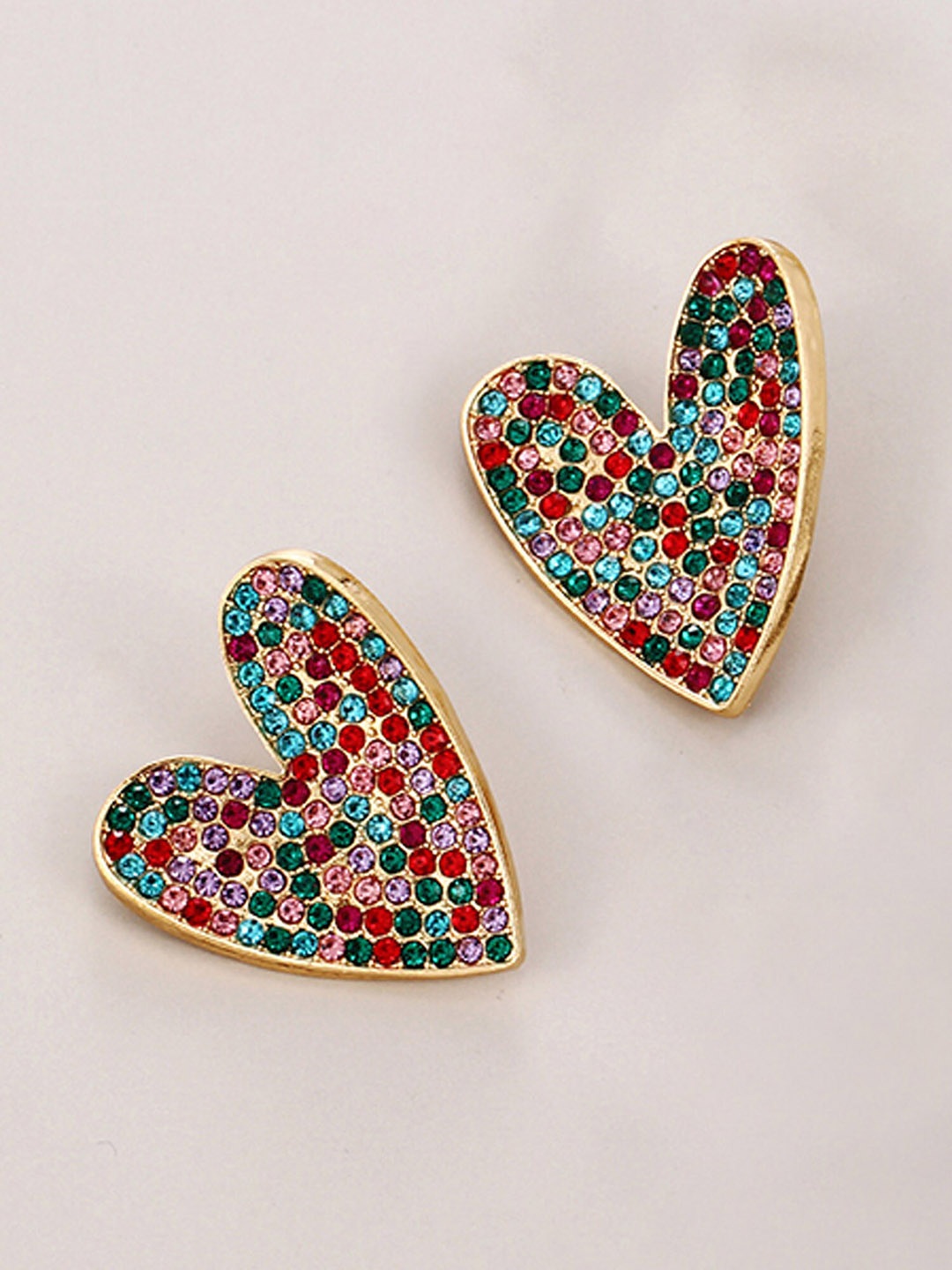 

Bellofox Gold-Toned Gold-Plated Heart Shaped Studs Earrings