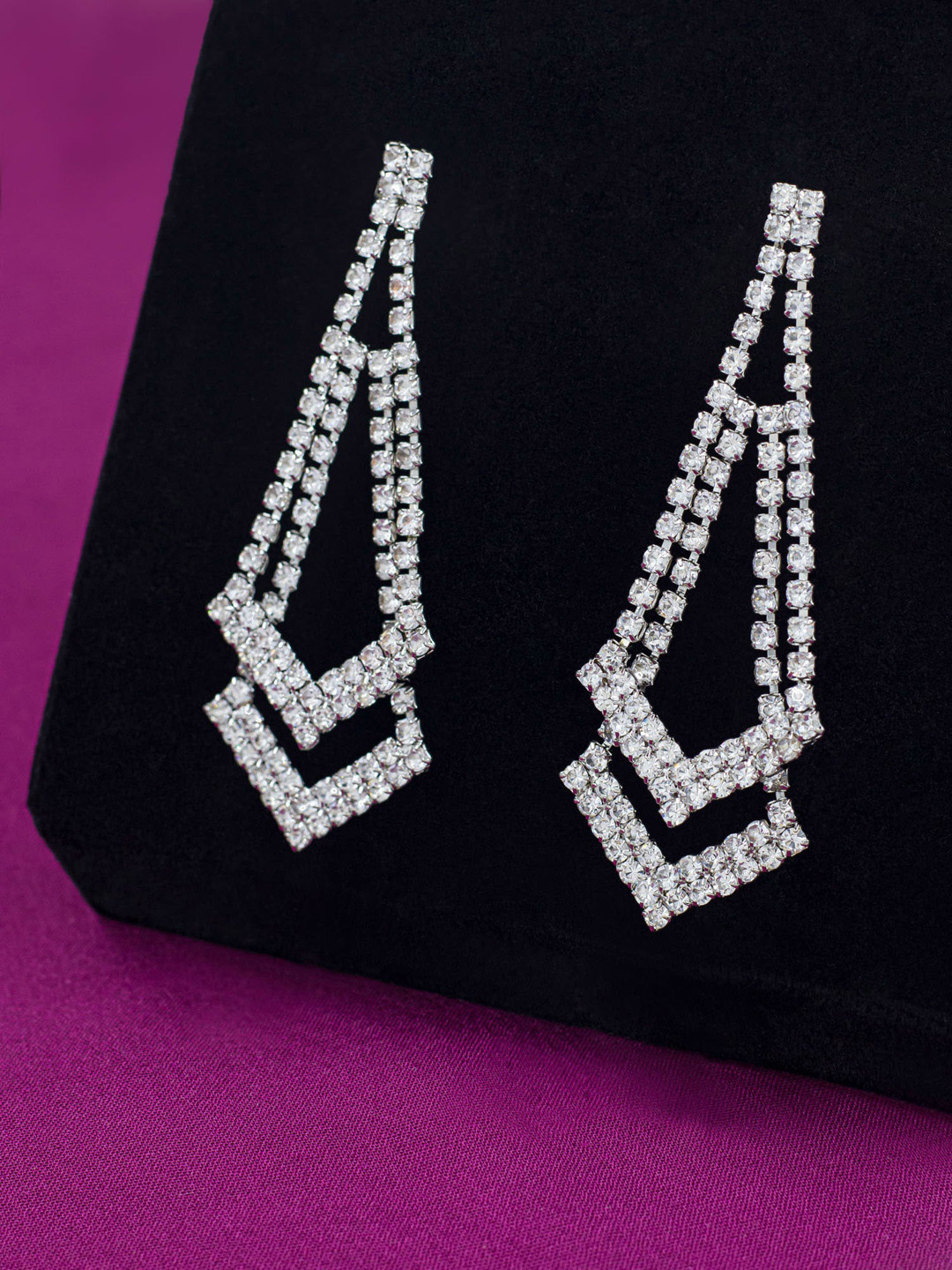 

Bellofox Silver-Toned Silver-Plated Contemporary Drop Earrings
