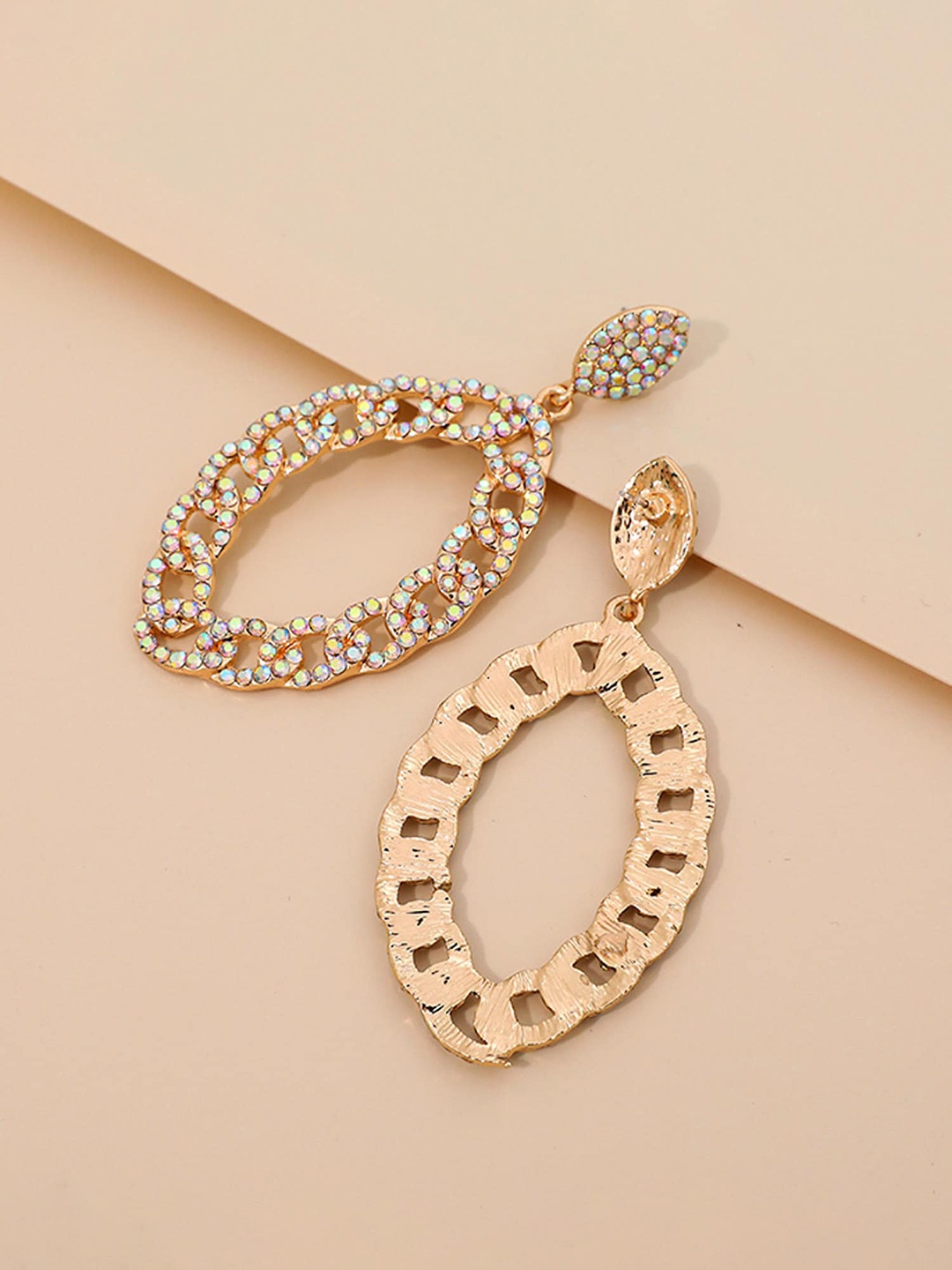 

Bellofox Gold-Plated Stone Studded Contemporary Drop Earrings