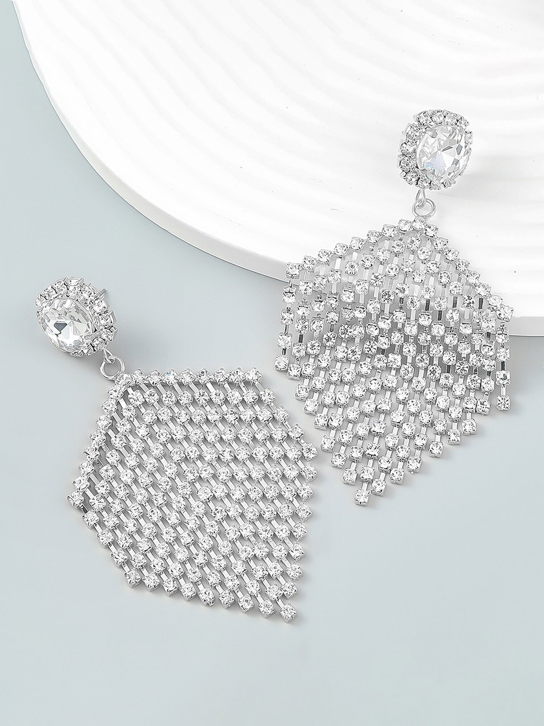 

Bellofox Silver Toned Contemporary Drop Earrings