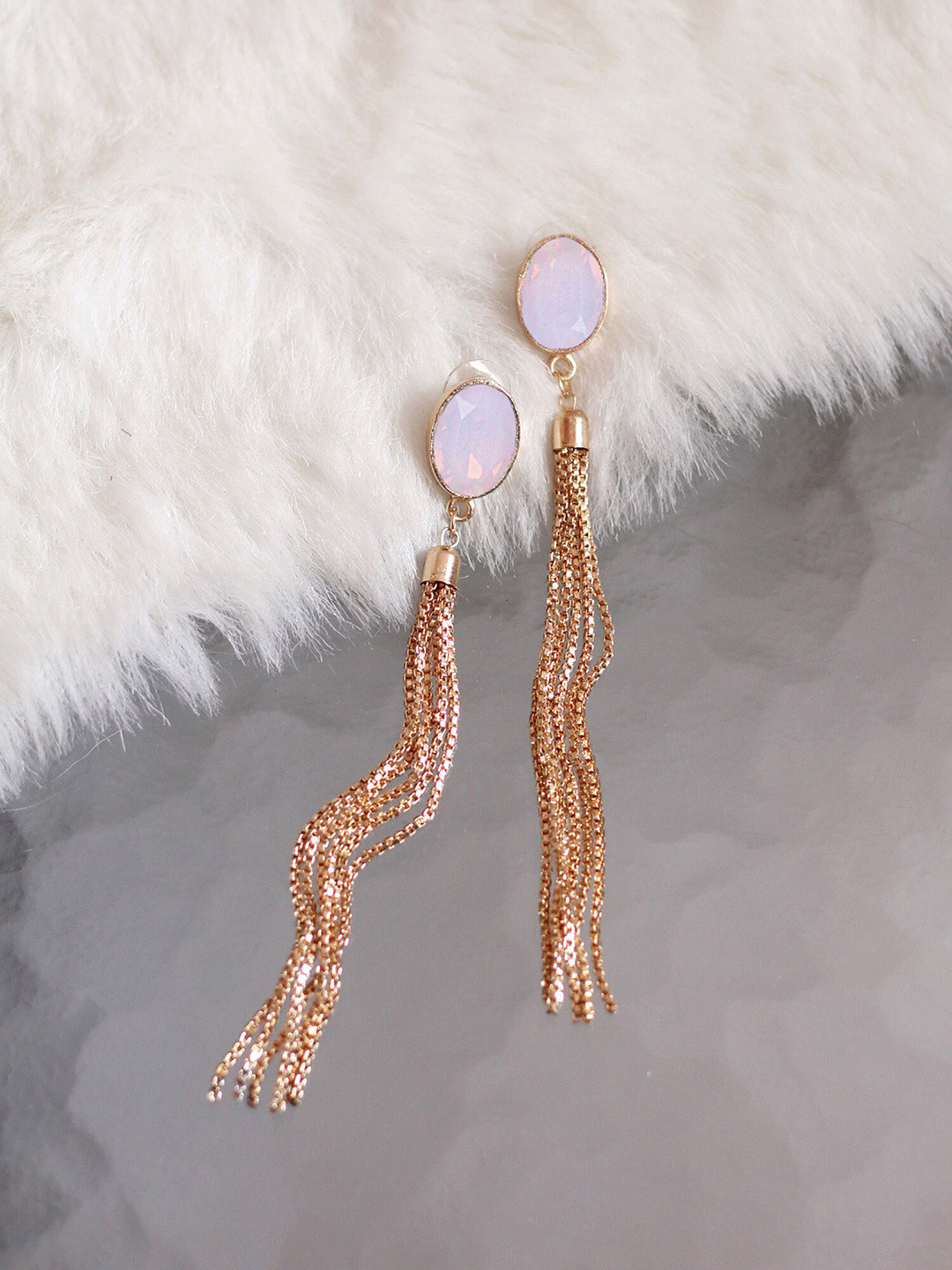 

Bellofox Gold Plated Contemporary Drop Earrings, Pink
