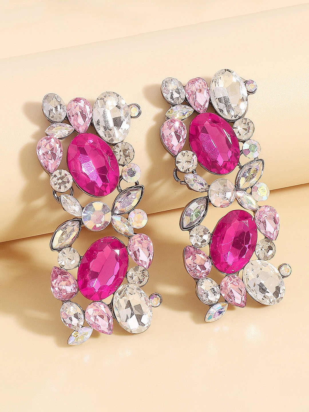 

Bellofox Pink Artificial Stones Contemporary Drop Earrings