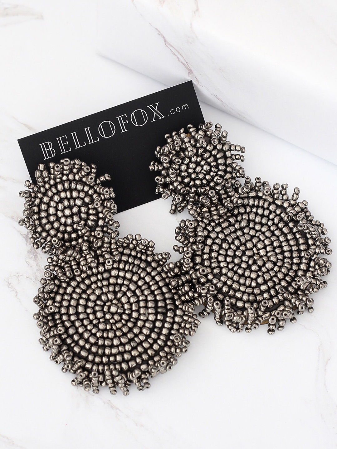 

Bellofox Artificial Beads Studded Drop Earrings, Grey