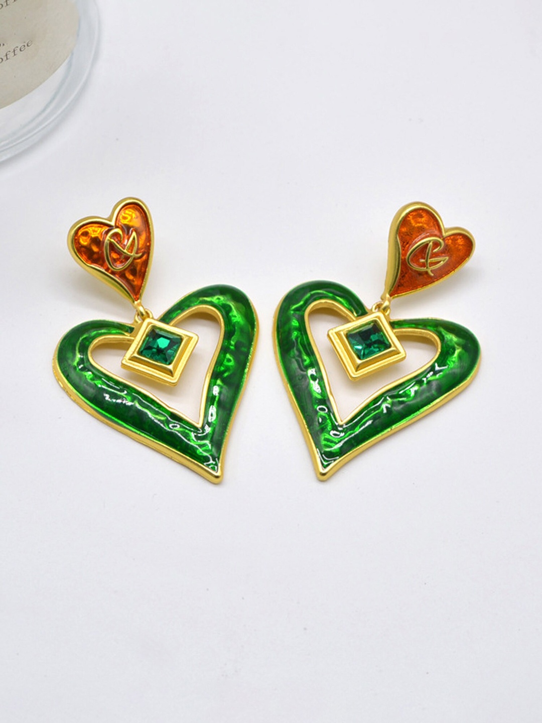 

Bellofox Heart Shaped Drop Earrings, Green