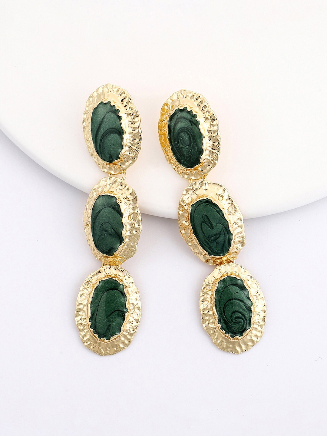 

Bellofox Gold Artificial Stones Beaded Contemporary Drop Earrings