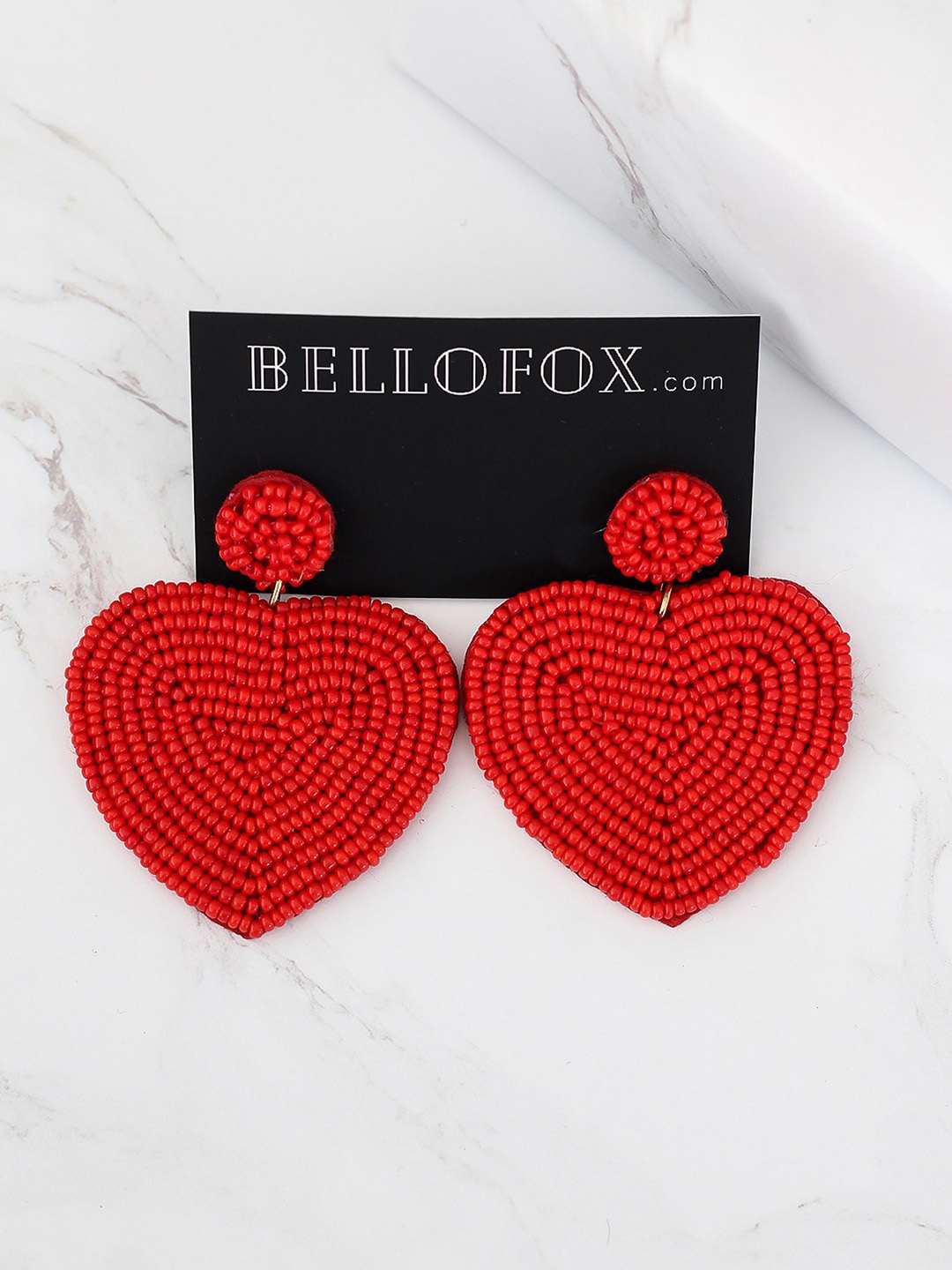 

Bellofox Heart Shaped Drop Earrings, Red