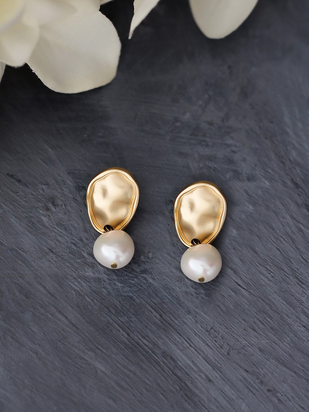 

Bellofox White & Gold-Plated Drop Earrings