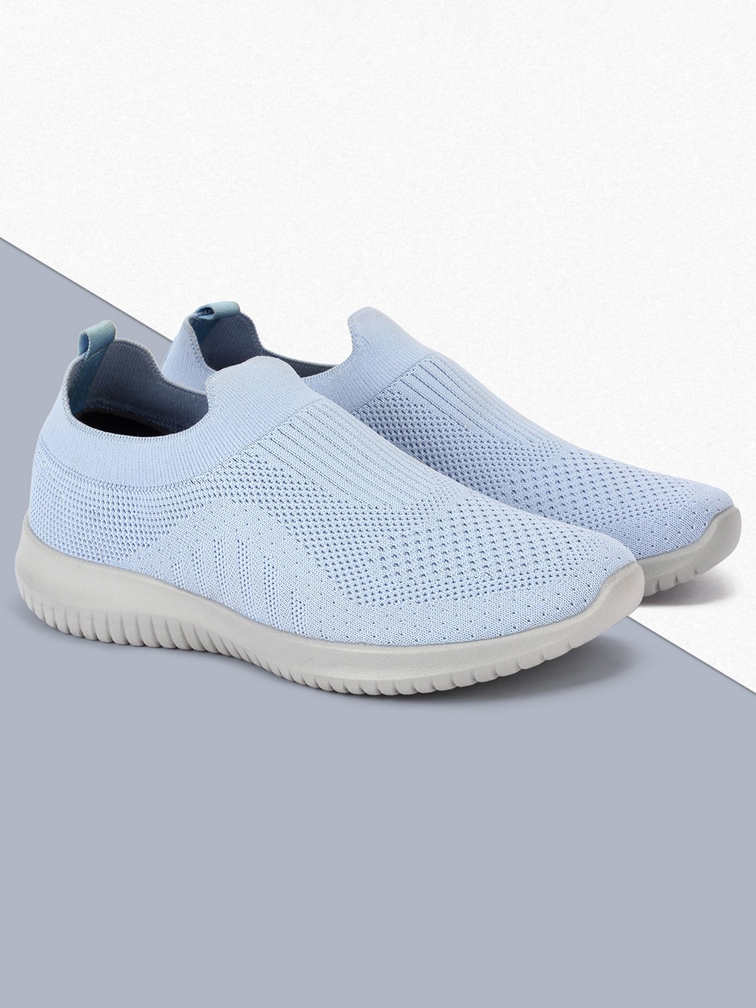 

Aqualite Women Textured Contrast Sole Revitalizing Bounce Lightweight Slip-On Sneakers, Blue