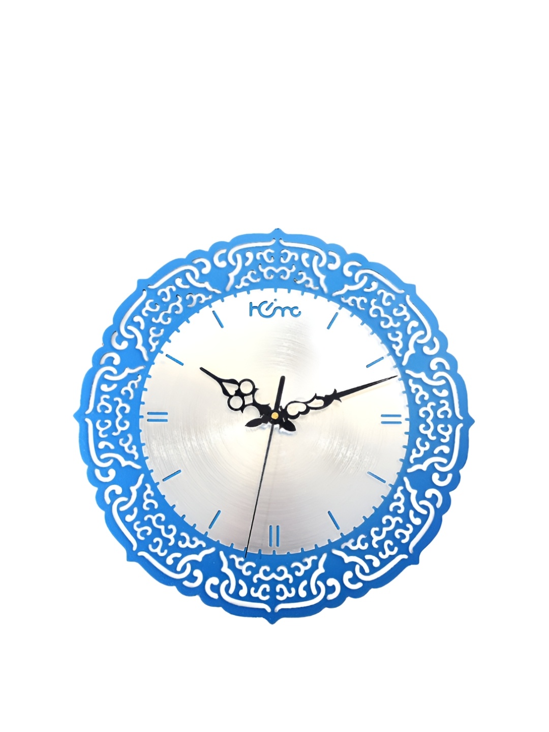 

DIAMANTE A LA MODE Blue Contemporary Round Wall Clock, Silver