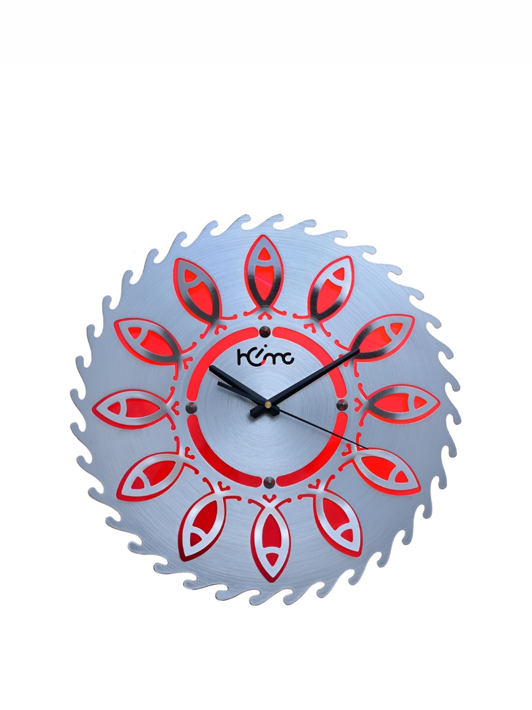 

DIAMANTE A LA MODE Red Traditional Round Wall Clock, Grey