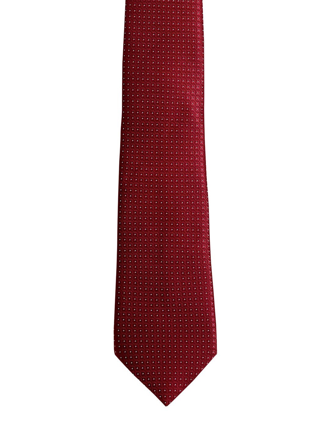 

SCHARF Men Woven Design Satin Skinny Tie, Maroon